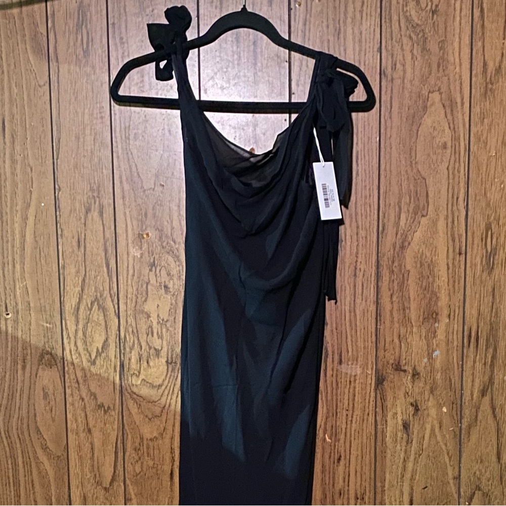 Reformation Black Galatia Tie Shoulder Maxi Dress NWT